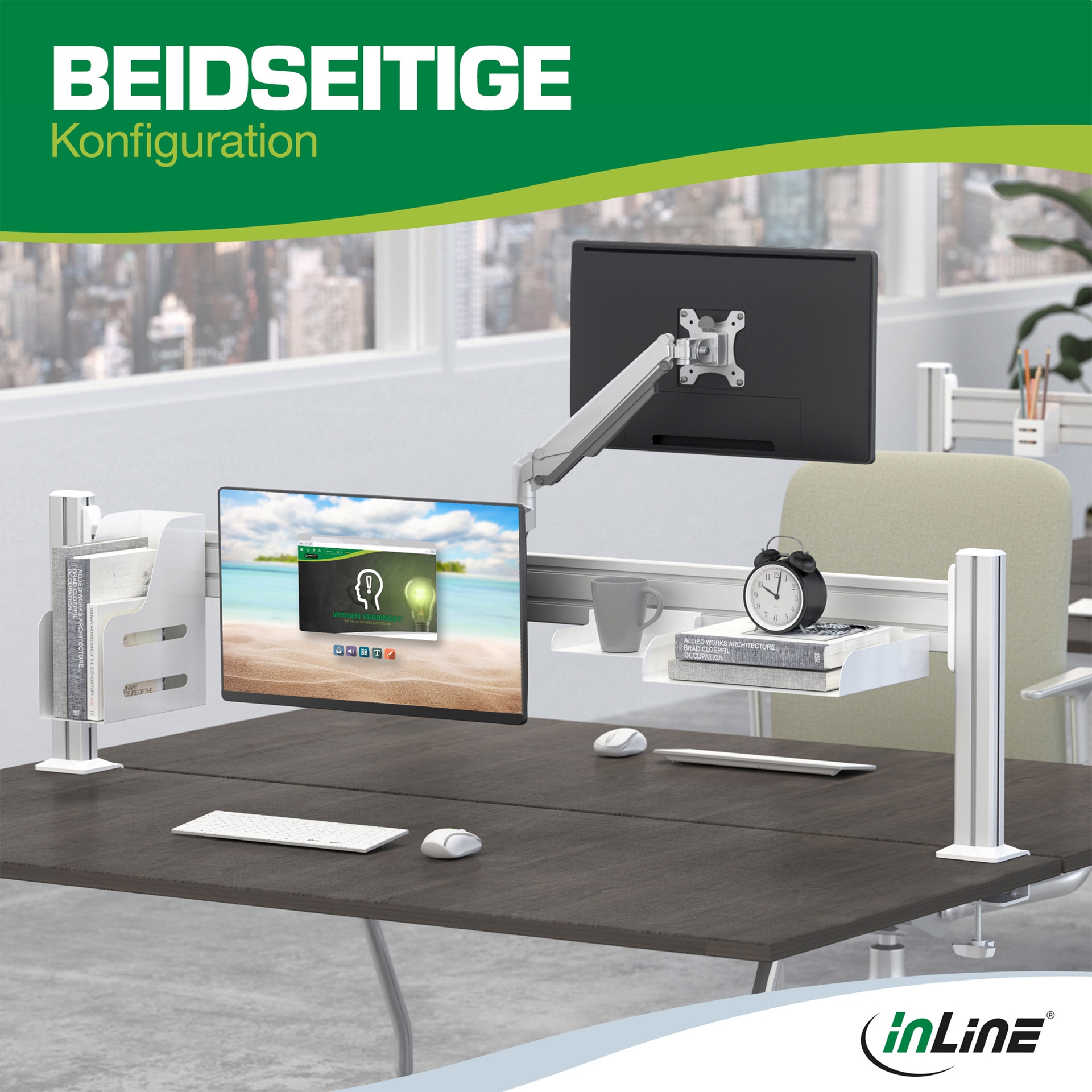 InLine Slatwall Lifter Monitorhalterung 17"-32" bis 9 kg VESA 75/100 mm Silber
