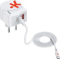 Skross Euro USB Charger AC65PD + USB-C cable USB-Ladegerät 65 W Innenbereich, Steckdose Ausgangsstrom (max.) 4.05 A Anzahl Ausgänge: 2 x USB 3.2 Gen 1 Buchse A (1302425)