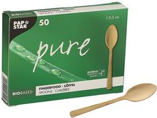 PAPSTAR Fingerfood-Löffel "pure", 95 mm, natur aus Bambus, biologisch abbaubar und kompostierbar, - 1 Stück (88979)