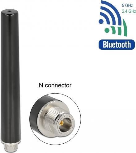 DeLOCK - Antenne - 16,55 cm - Wi-Fi - 4 - 6 dBi - ungerichtet - außen - Schwarz (12701)