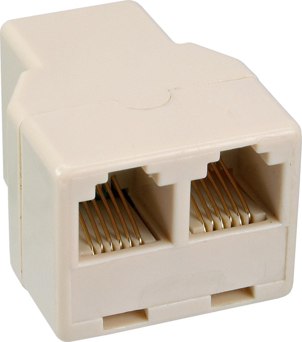 InLine Telefon-Splitter 69999B 1x RJ12 Buchse auf 2x RJ12 Buchse Weiß