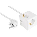 kabelmeister Steckdosenwürfel mit 5m Zuleitung, 3x Schutzkontakt-Buchse, USB-Câ„¢ (20W, PD 3.0) und USB-A Buchse (18W), weiß (SW01-W050)