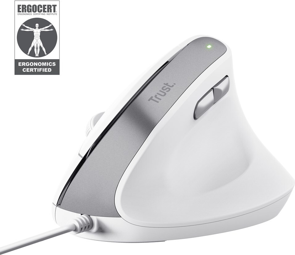 Trust Bayo II Ergonomische Vertikalmaus USB 2400 DPI Weiß