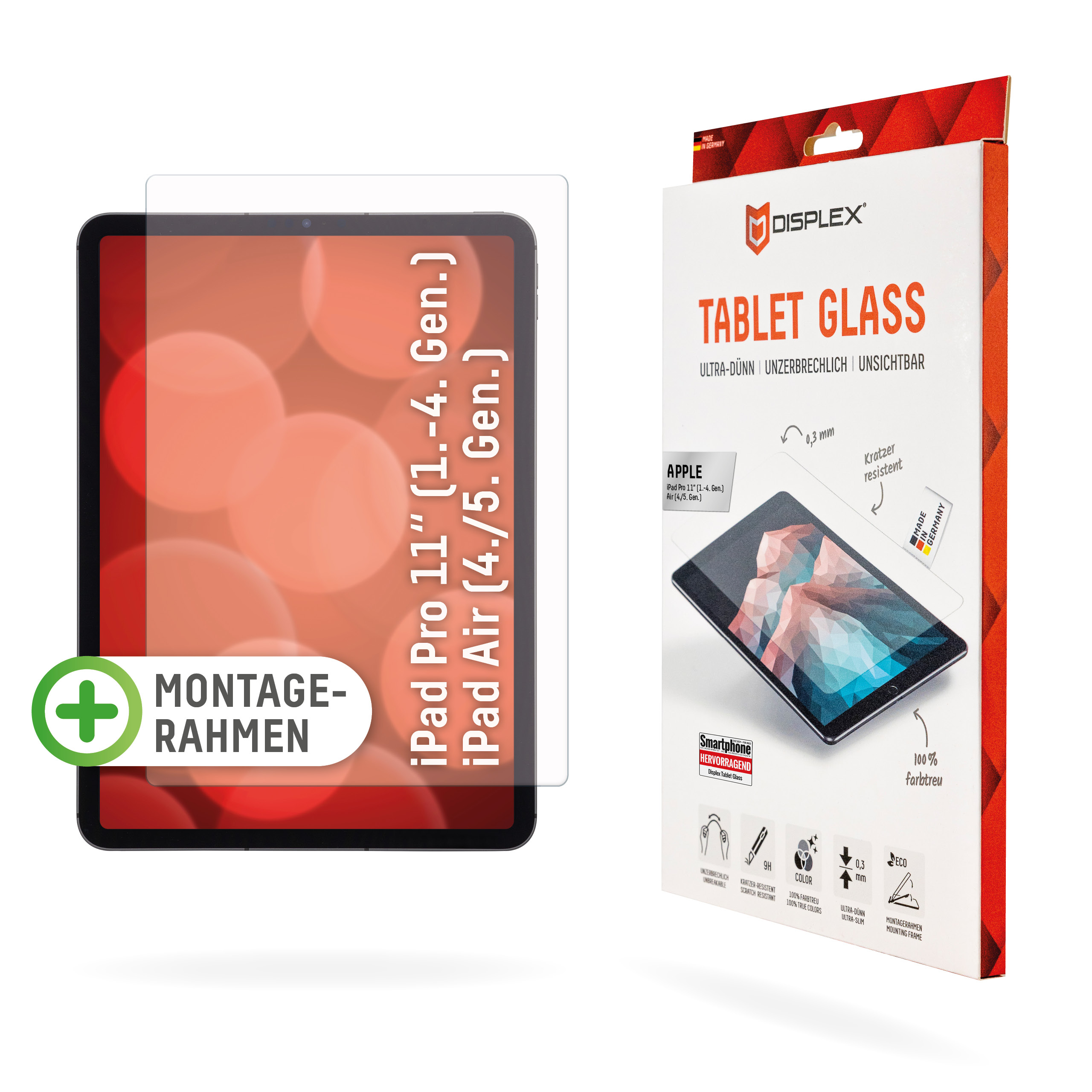 Displex Tablet Glass (9H) Displayschutzglas für iPad Pro 11" / iPad Air (4./5. Gen.) Transparent