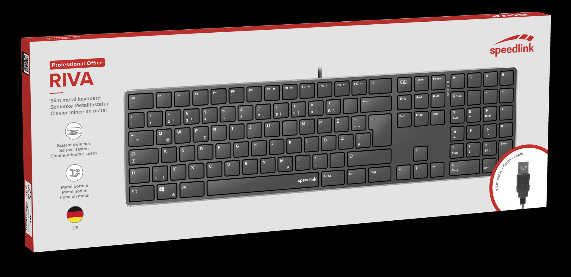 SPEEDLINK SL-640010-BK Tastatur USB Deutsch Schwarz