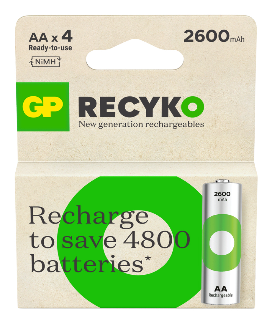 GP Batteries ReCyko Mignon AA Akku NiMH 2600 mAh 1.2 V 4 Stück