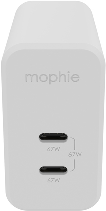 ZAGG MOPHIE ACCESSORIES WALL ADAPTER USBC PD DUAL 67W GAN WHITE EU 2X (409909304)