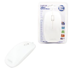 LogiLink Slim Optische Maus USB 1000 DPI Beidhändig Weiß