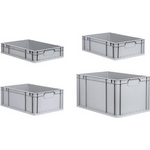 allit Aufbewahrungsbox ProfiPlus EuroEco C632, grau Eurobox aus PP, geschlossene Griffe, wiederstandsfähig - 1 Stück (456814)