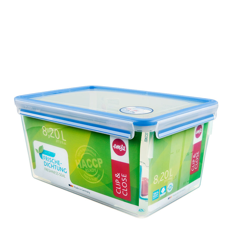 EMSA CLIP & CLOSE Maxiformat Frischhaltedose 8,2 L Transparent/Blau