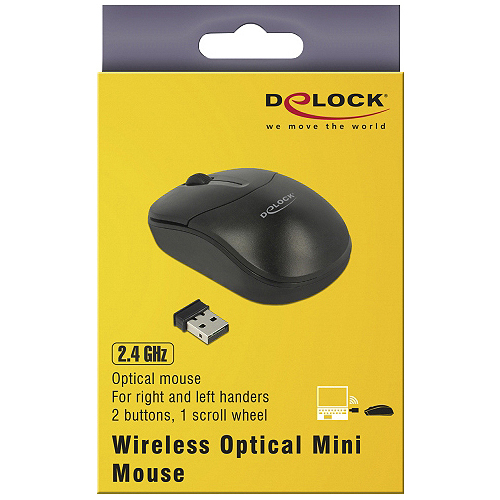 Delock 12494 Optische Mini Maus 2,4 GHz kabellos Schwarz
