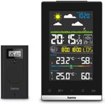 Hama Wetterstation Jamaika, mit Außensensor, Funk, Wecker, Raumklima, Schwarz (00222239)