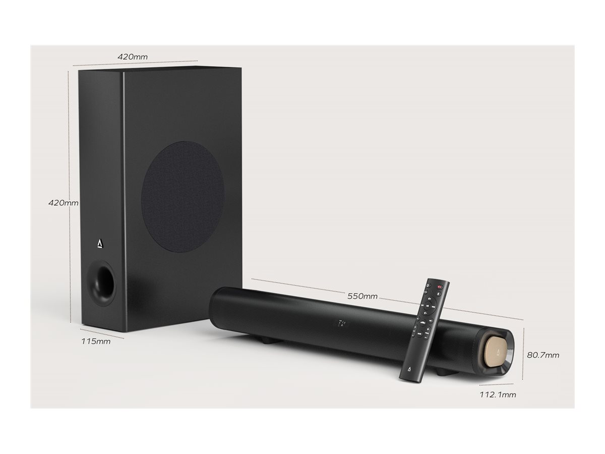 Creative Labs Creative Stage Pro 2.1 Soundbar mit Subwoofer 80 Watt Bluetooth USB Schwarz