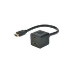 Assmann HDMI Y-splitter cable. type A -2xtype A M/F. 0.2m. passiv. former HDMI 1.3. UL. bl. gold (AK-330400-002-S)