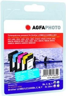 AgfaPhoto Druckerpatrone (ersetzt Brother LC1100BK, Brother LC980BK, Brother LC1100C, Brother LC980C, Brother LC1100M, Brother LC980M, Brother LC1100Y, Brother LC980Y) (APB1100SETD)