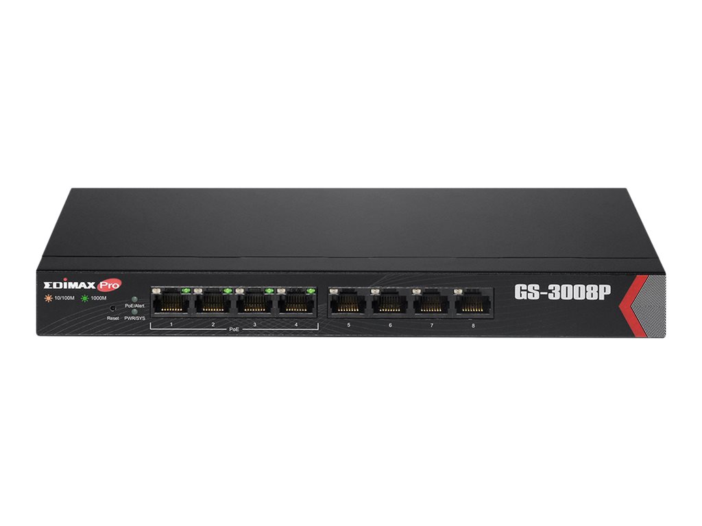 Edimax Pro GS-3008P Smart-Managed Switch 8-Port Gigabit 4x PoE+ 72 W Schwarz