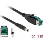 Delock PoweredUSB Kabel Stecker 12 V > DC 5,5 x 2,1 mm Stecker 1 m für POS Drucker und Terminals (85497)