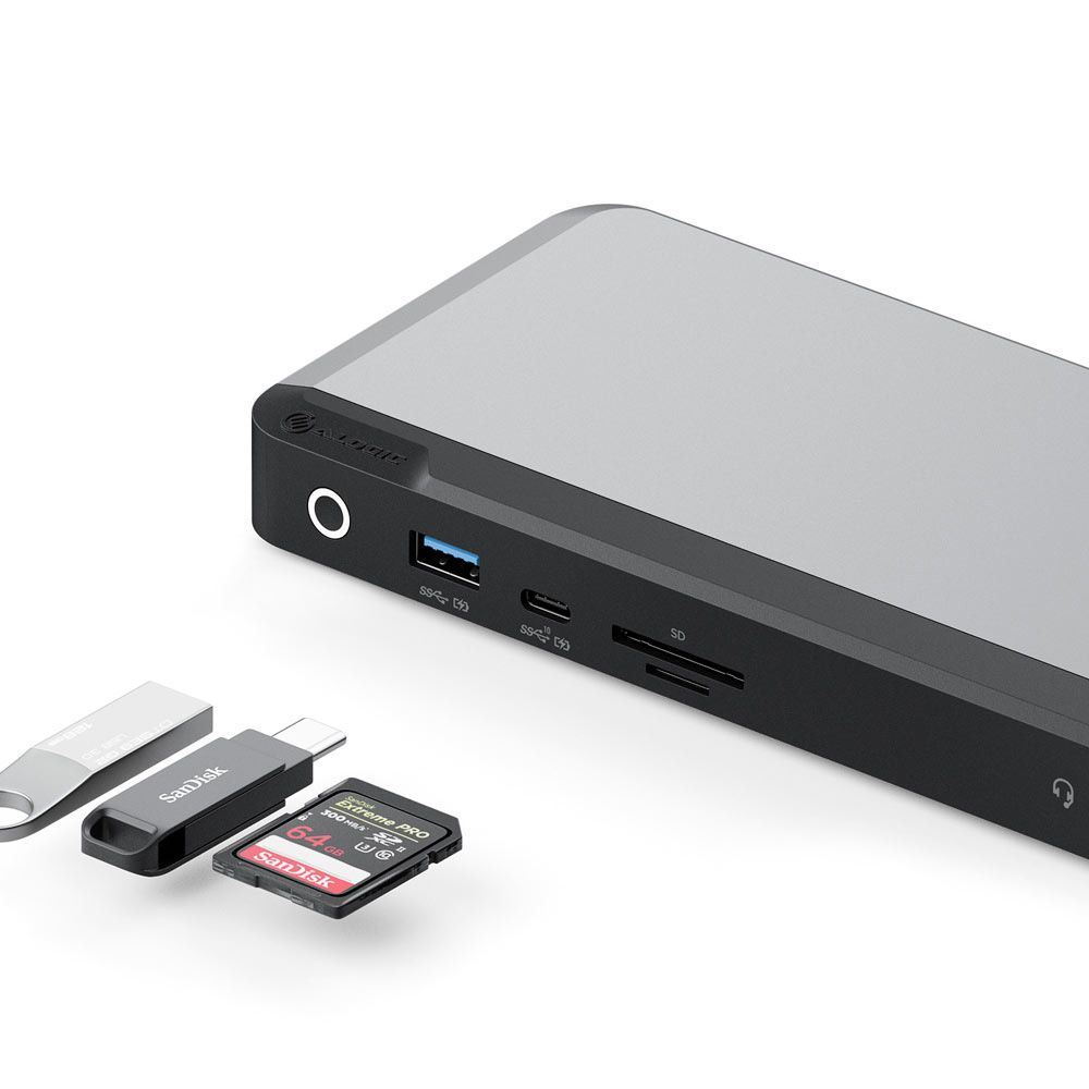 ALOGIC MX3 TripleDisplay Dockingstation USB-C 3 x DP++ 1GbE Schwarz, Space-grau