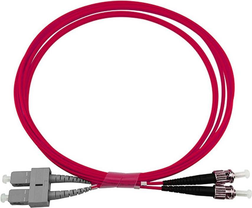 BlueOptics Duplex LWL Patchkabel, SC-UPC/ST-PC beige, 0.5 Meter, Multimode G50/125µm, OM4, Eingangsdämpfung: unter 0.2dB, Markenfaser, LSZH magenta / violett, 2.0mm Tube, Keramik Ferrule, inkl. Messprotokoll (SFP3233FU0.5MK)