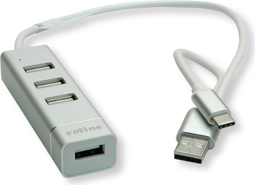 ROLINE 14.02.5037 Schnittstellen-Hub USB 2.0 480 Mbit/s Silber - Weiß (14.02.5037)