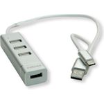 ROLINE 14.02.5037 Schnittstellen-Hub USB 2.0 480 Mbit/s Silber - Weiß (14.02.5037)