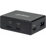 Manhattan Smart Video Power Delivery Charging Hub, Multiport Dock with One HDMI Port, USB-C PD Port up to 45 W, USB-C up to 5 V/1 A, Two USB 3.2 Gen1 aka USB 3.0 Type-A Ports, Internal Power Supply, Ultra-Compact, Detachable Power Cable, Black (Euro 2-pin plug) (130554)