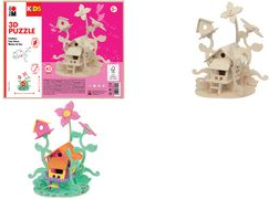 Marabu KiDS 3D Puzzle "Feenhaus", 43 Teile Holzbausatz, vorgestanzte Teile aus Sperrholz, zum Stecken - 1 Stück (0317000000010)