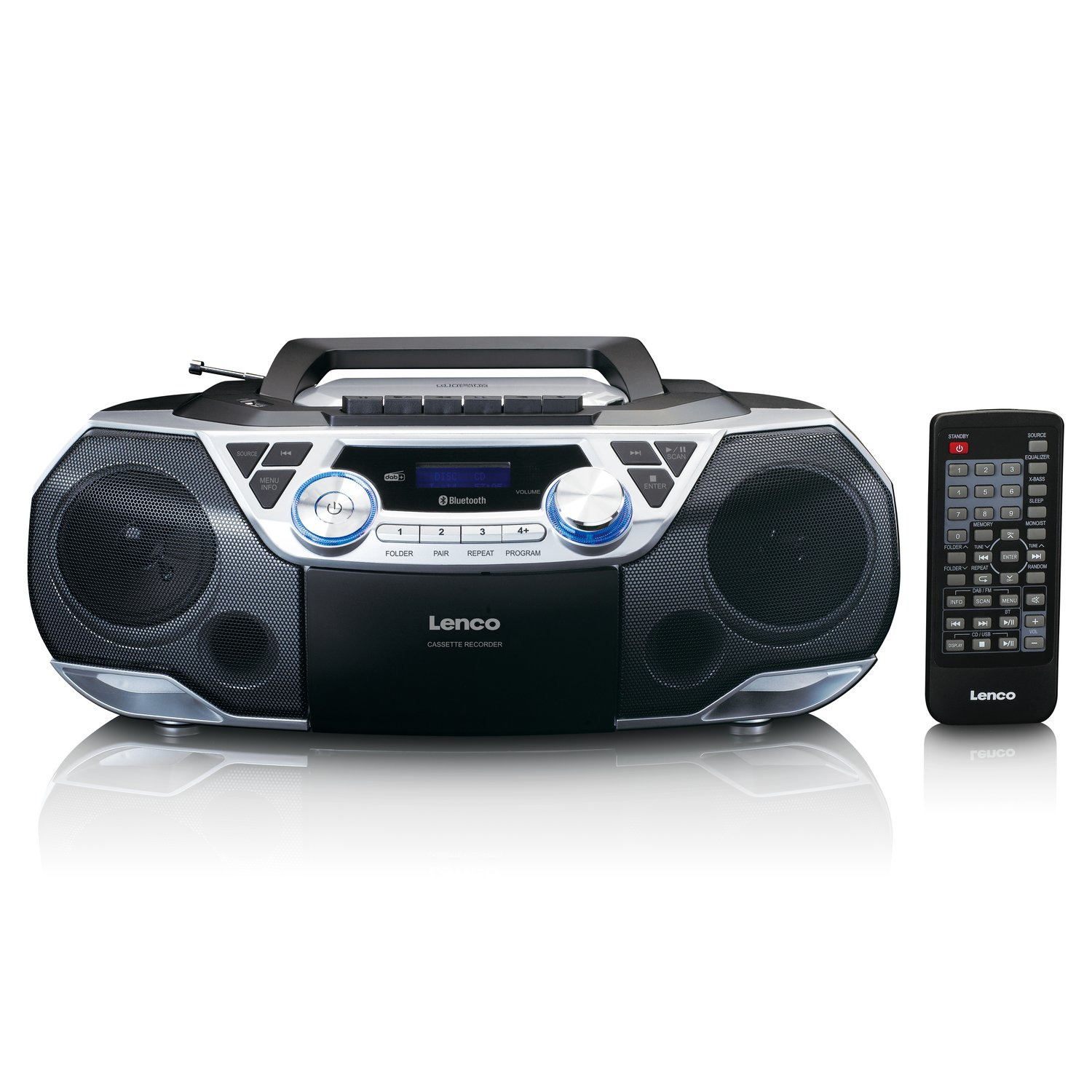 Lenco SCD-720SI Tragbarer Ghettoblaster CD Bluetooth DAB+/FM Silber