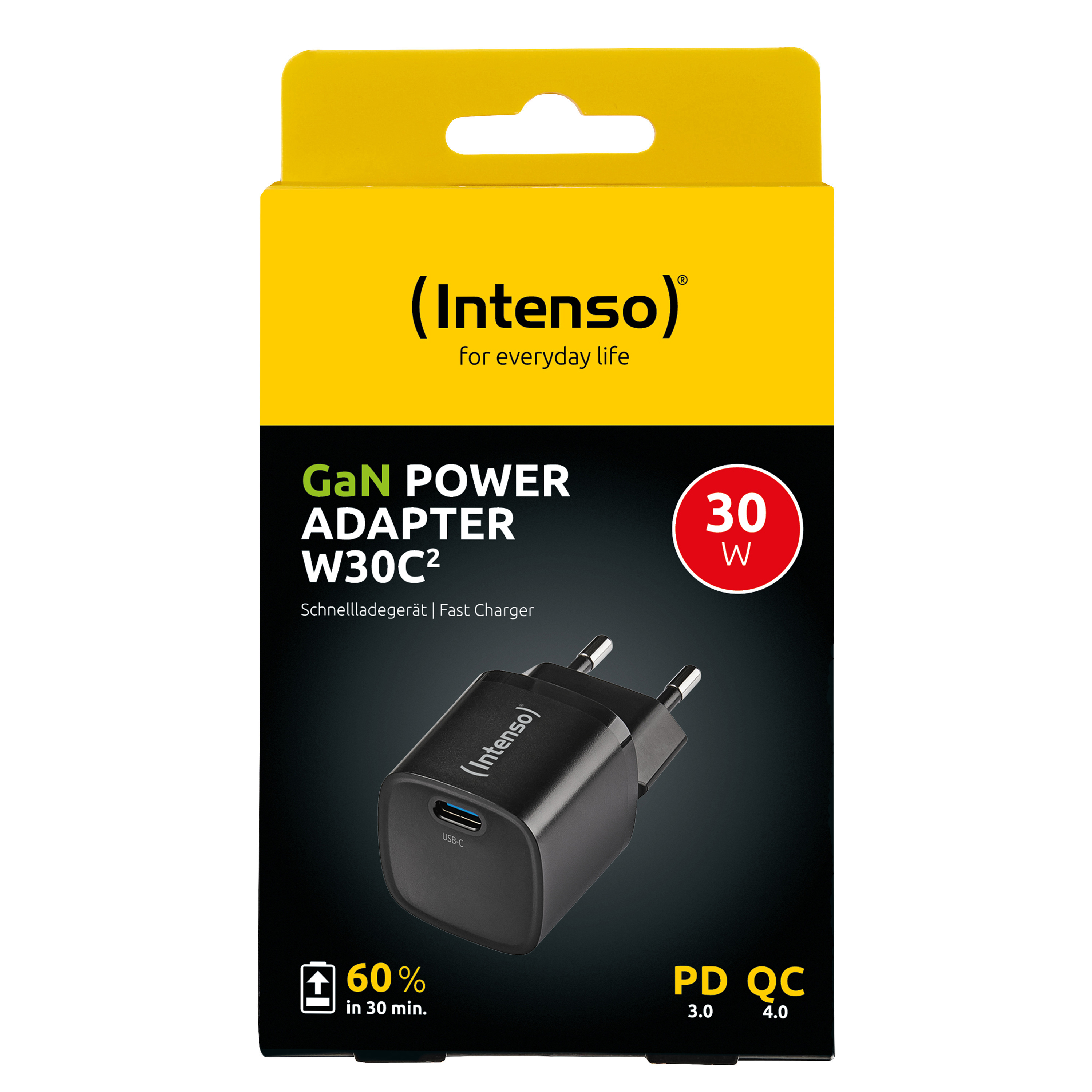 Intenso W30C² GaN USB-C Ladegerät 30W Schwarz