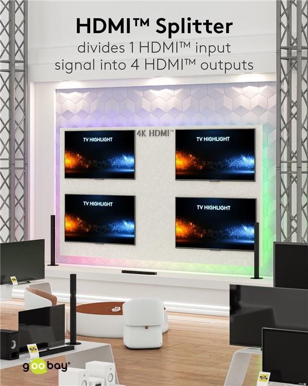 Goobay HDMI™-Splitter 1 auf 4 (4K @ 60 Hz) (58483)