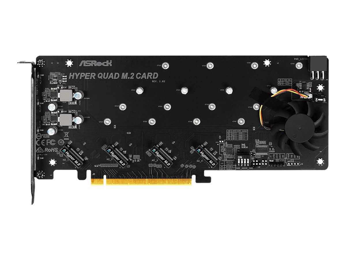 ASRock Hyper Quad M.2 Card PCIe 4.0 x16 bis zu 4x M.2 SSD Aluminium/Schwarz