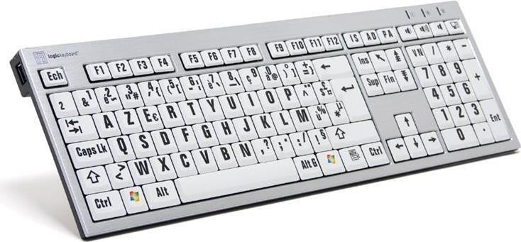 LOGIC-KEYBOARD Logickeyboard XL-Print Slim Alu Black on White fr. (PC) (LKB-LPRNTBW-AJPU-FR)