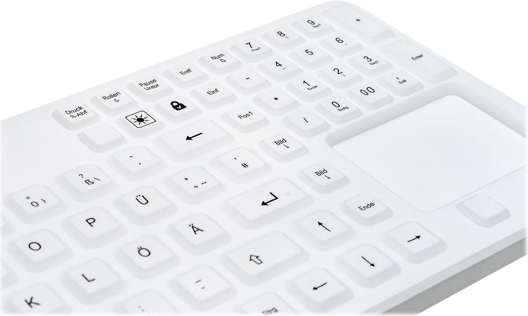 Gett CleanType Prime Touch+ Kabelgebundene Tastatur mit Touchpad IP68 109 Tasten Swiss Layout Weiß