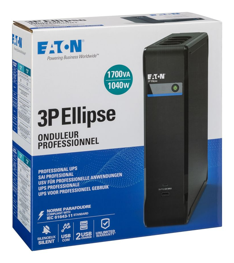 Eaton 3P Ellipse 1700 USB DIN/IT USV 1700 VA 1040 W Schwarz