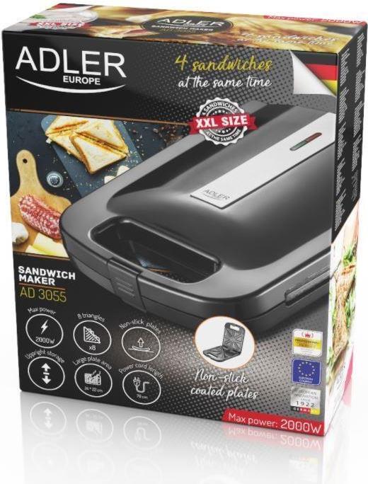 Adler AD 3055 Sandwichmaker 2 kW Schwarz