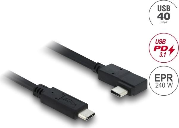 Delock Koaxiales USB 40 Gbps Kabel gewinkelt links rechts PD 3.1 240 W 1 (81710)