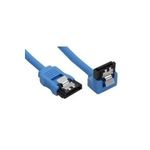 InLine® SATA 6Gb/s Anschlusskabel rund, abgewinkelt, blau, mit Lasche, 0,3m (27703F)