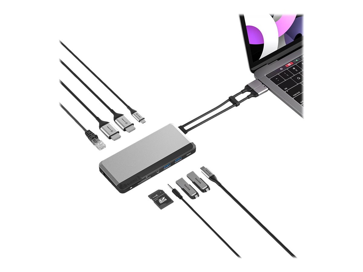 ALOGIC USB-C Super Dock 2x HDMI 1GbE Schwarz, Silber