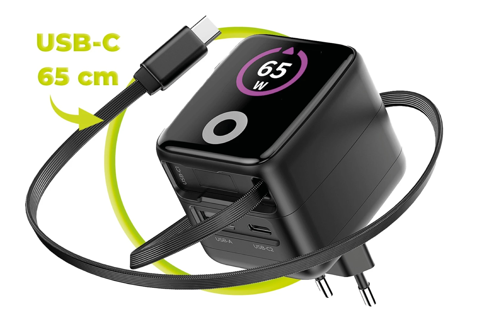 Mobile Origin MO-65WDCH-PW3 Ladegerät 65 W Schwarz