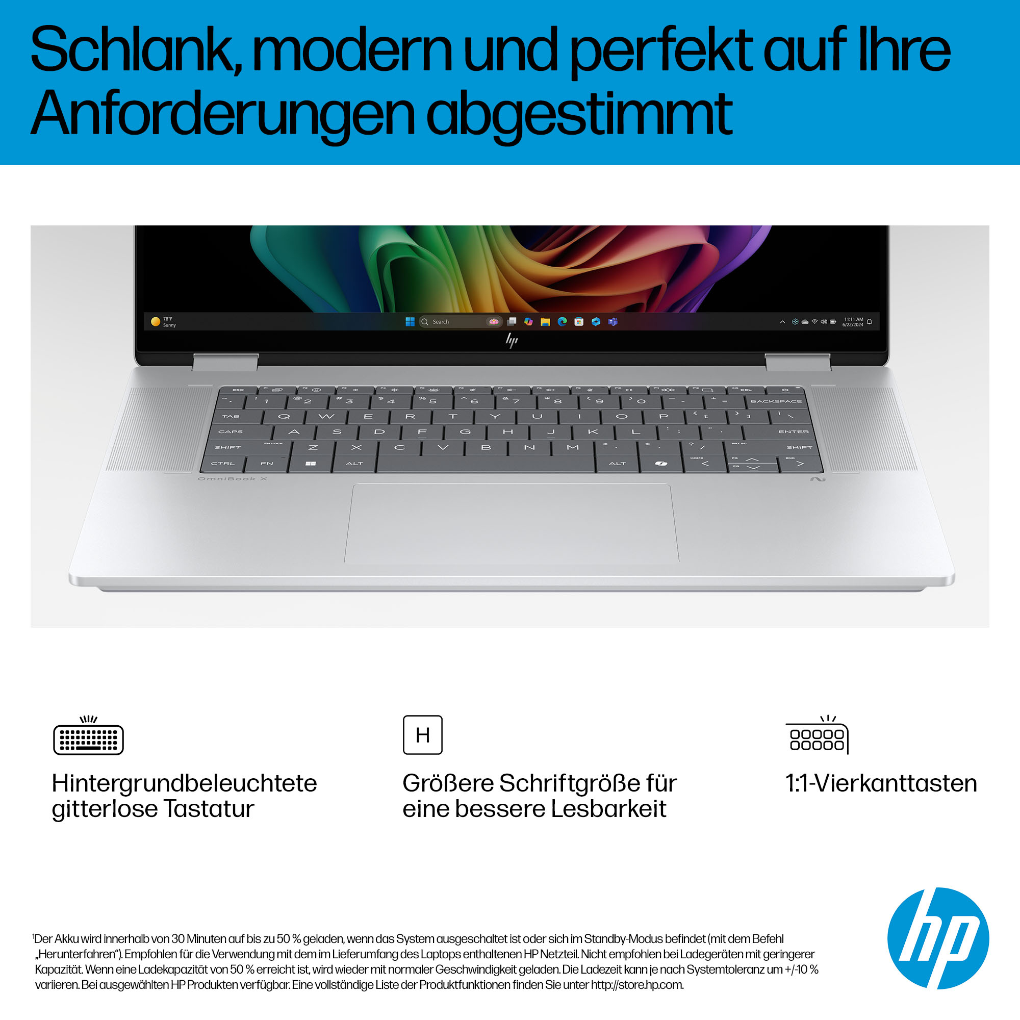 HP OmniBook X Flip 16-as0053ng 16" Intel Core Ultra 5 226V 16 GB RAM 512 GB SSD Silber
