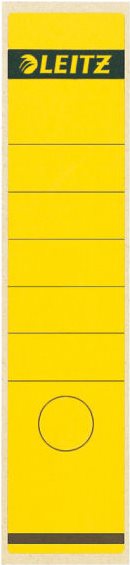LEITZ Ordnerrücken-Etikett, 61 x 285 mm, lang, breit, gelb passend für LEITZ Standard- und Hartpappe