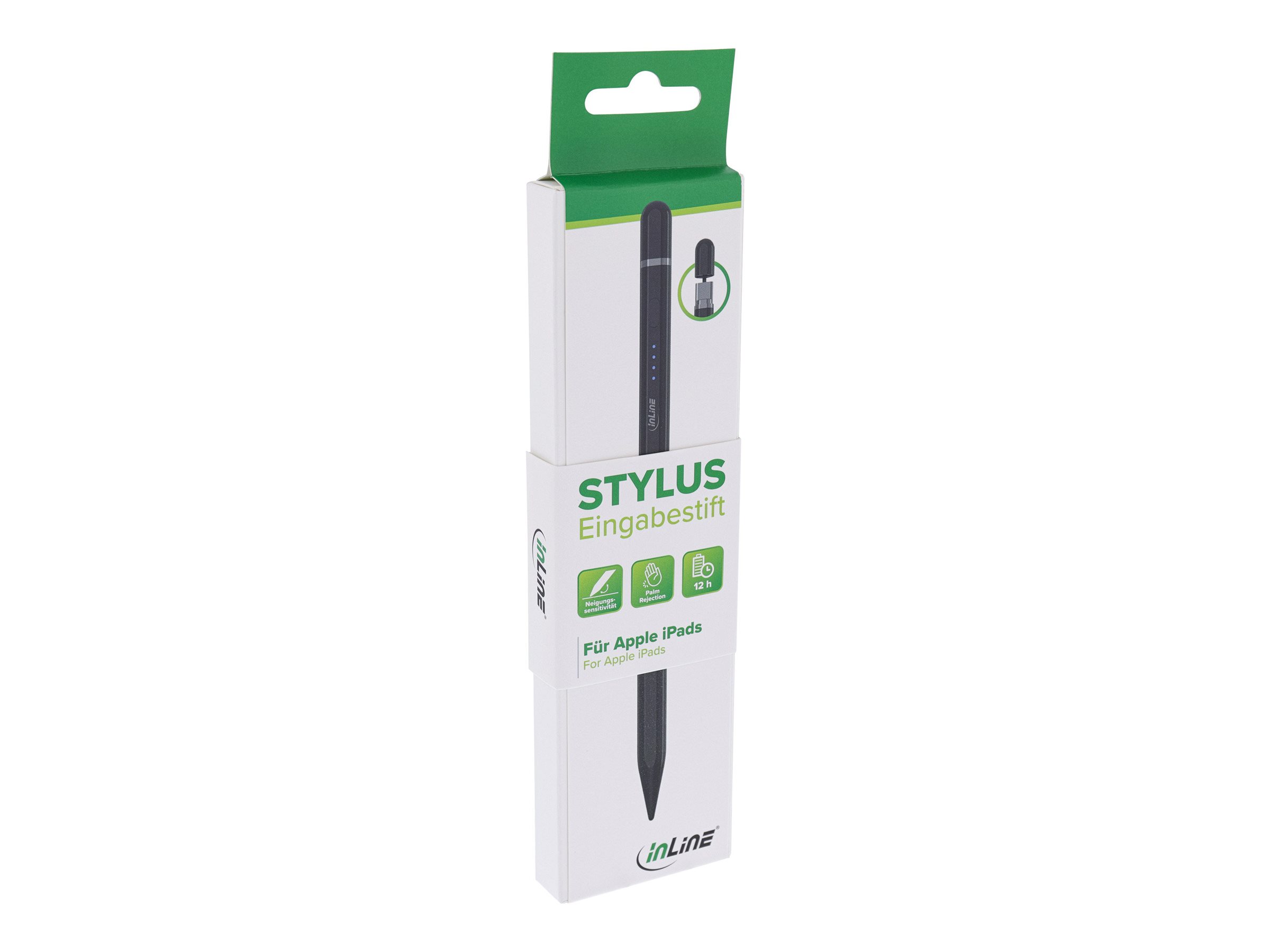 InLine Stylus Tabletstift für Apple iPads mit Akku USB-C Schwarz