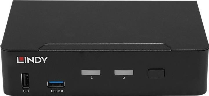 Lindy 2 Port KVM Switch, DisplayPort 1.4, USB 3.0 & Audio Schaltet zwischen 2 DP-PCs von einer einzigen Konsole (Tastatur, Maus, Monitor) aus um (39312) (geöffnet)