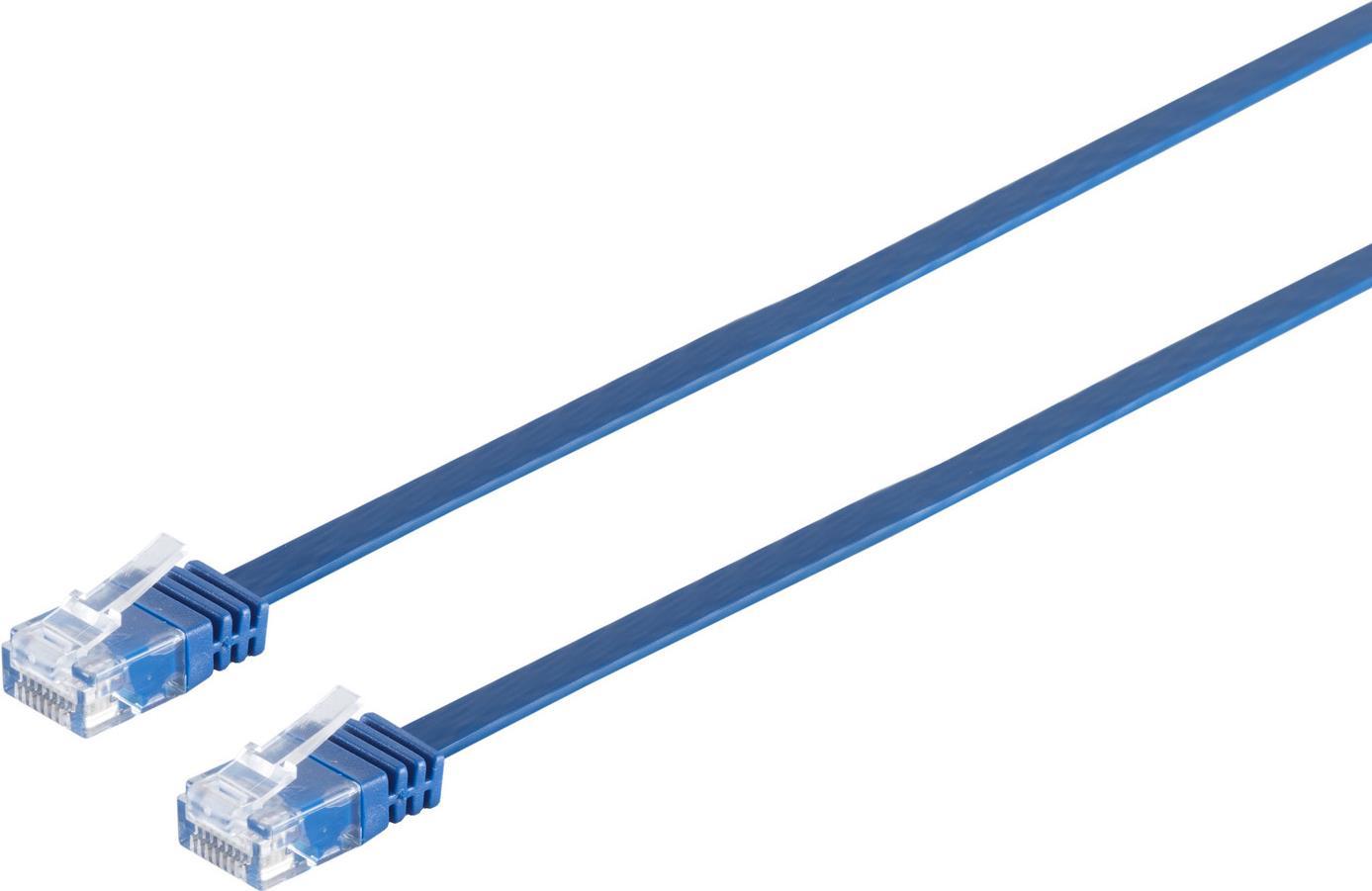 S/CONN maximum connectivity Netzwerkkabel-Patchkabel-Flachkabel, Flat U/UTP cat. 6, slim, blau, 1,0m (75711-SLB)