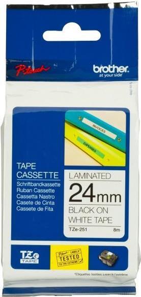 Brother TZe-251 Farbband 24 mm Schwarz auf Weiß