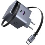 Ugreen X615 65W GaN Fast Charger 1x USB-A USB-C ausziehbares Kabel 0 (65825)
