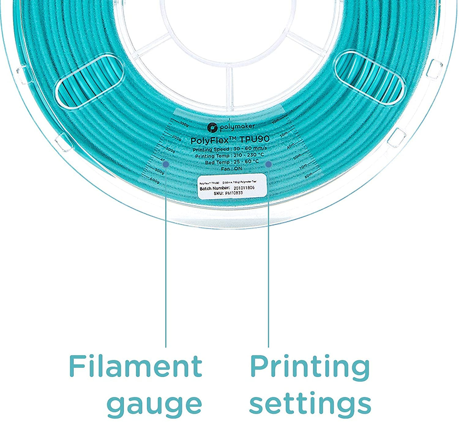 Polymaker PolyFlex TPU90 3D-Druck-Filament 1.75 mm 750 g TPU Blau, Grün