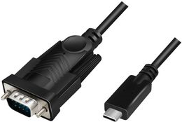 LogiLink USB-C RS232 Adapterkabel, 1,2 m, schwarz Anschlüsse: USB-C Stecker, DB9 Stecker, (AU0051A)