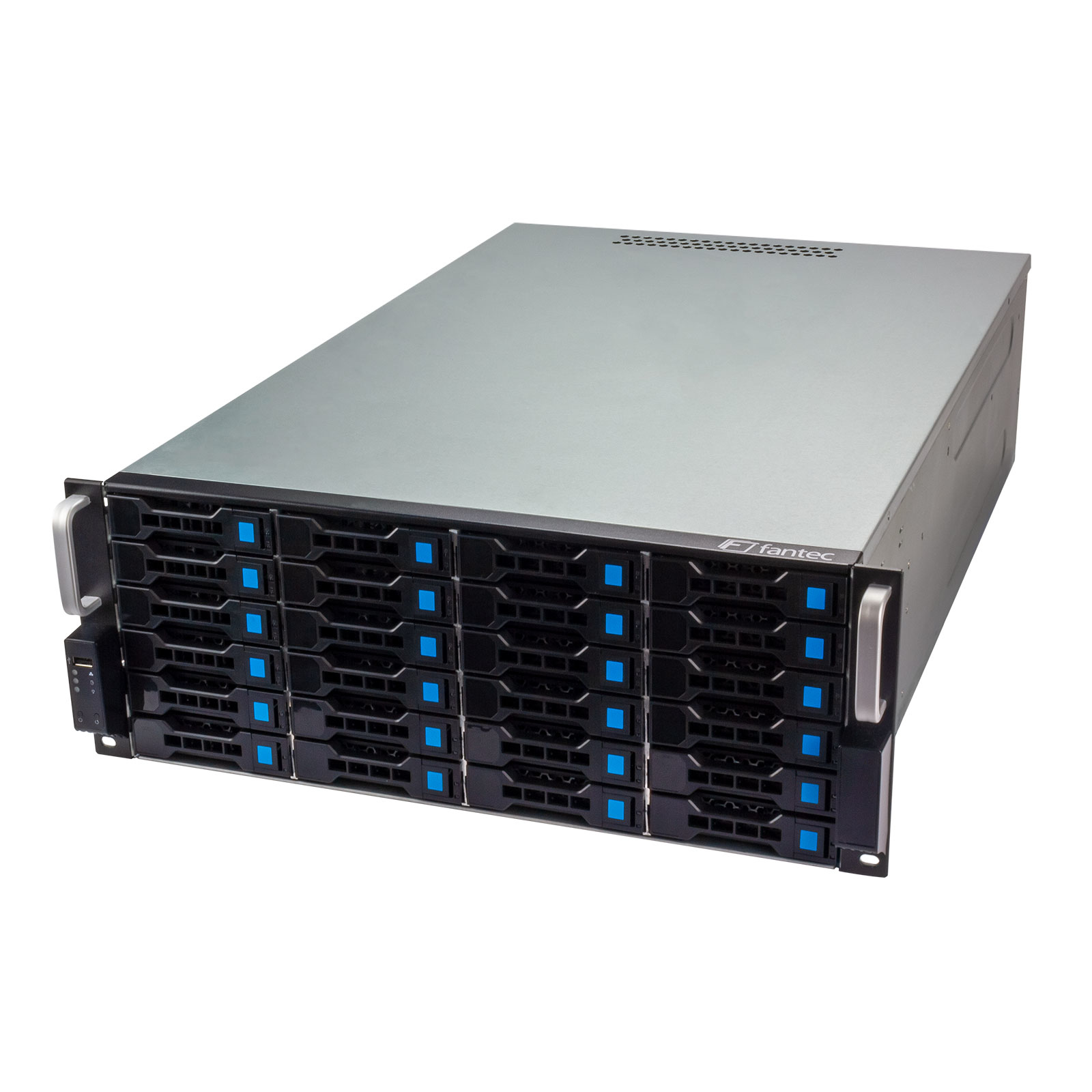 Fantec SRC-4240X07-12G 4U Festplattengehäuse 24x SAS/SATA Hot-Swap USB 2.0 Schwarz, Silber