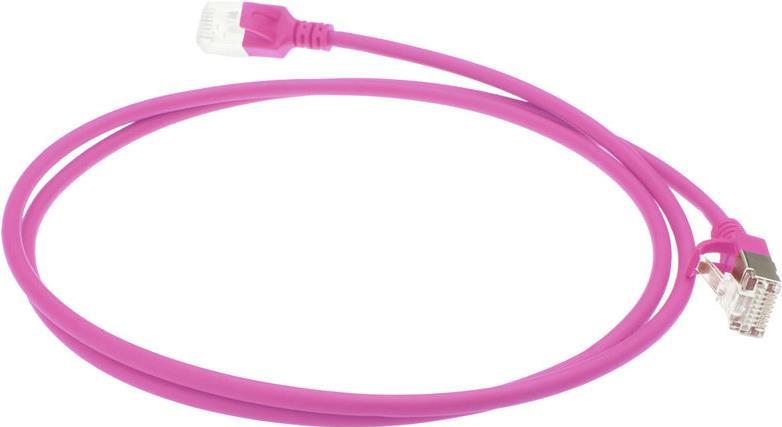 ACT Pink 3 meter LSZH U/FTP CAT6A datacenter slimline patch cable snagless with RJ45 connectors (DC7403)
